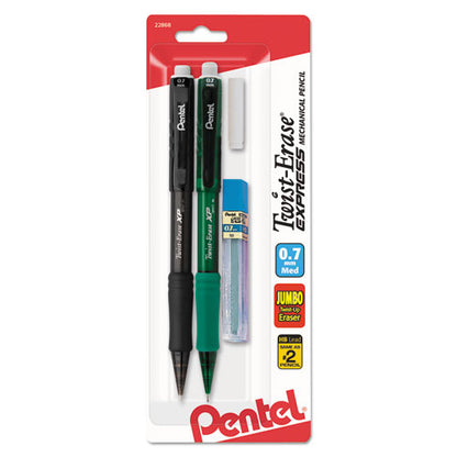 Twist-erase Express Mechanical Pencils With Tube Of Lead/eraser, 0.7 Mm, Hb (#2), Black Lead, Assorted Barrel Colors, 2/pack