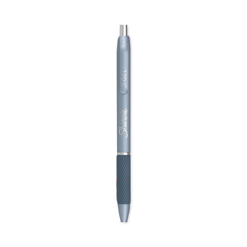 S-gel Fashion Barrel Gel Pen, Retractable, Medium 0.7 Mm, Black Ink, Frost Blue Barrel, 4/pack