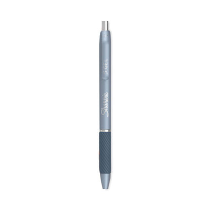 S-gel Fashion Barrel Gel Pen, Retractable, Medium 0.7 Mm, Black Ink, Frost Blue Barrel, 4/pack