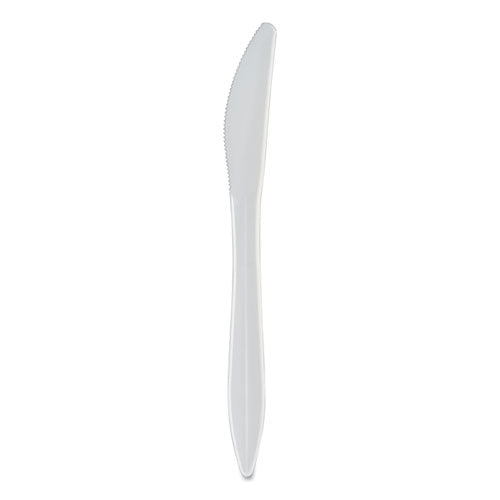 Mediumweight Polypropylene Cutlery, Knife, White, 1,000/carton