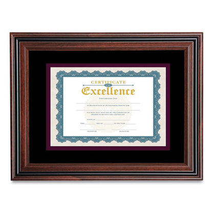 Document Frame With Mat, 11 X 14, Rosewood/black