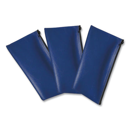 Multipurpose Zipper Deposit Bags, Polyester, 11.3 X 6.3, Blue, 3/pack