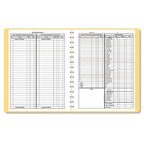 Simplified Monthly Bookkeeping Record, 4 Column Format, Tan Cover, 11 X 8.5 Sheets, 128 Sheets/book