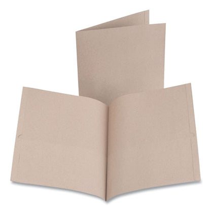 Earthwise By Oxford 100% Recycled Paper Twin-pocket Portfolio, 100 Sheet Capacity, 11 X 8.5, Natural, 10/pack