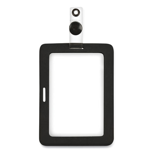 Myid Badge Holder, Vertical/horizontal, 3 5/8 X 2 1/4, Black, 1/ea