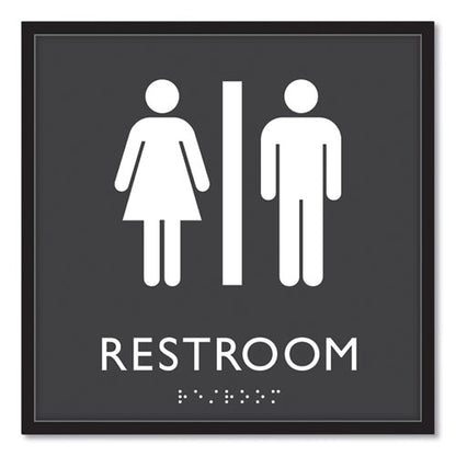 Ada Sign, Unisex Restroom, Plastic, 8 X 8, Clear/white