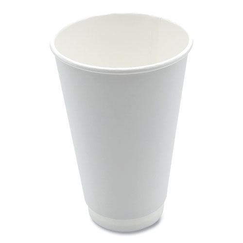 Paper Hot Cups, Double-walled, 16 Oz, White, 25/pack