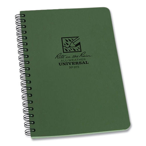 All-weather Wire-o Notebook, Universal: Narrow Rule And Quadrille Rule, Dark Green Cover, (32) 7 X 4.63 Sheets