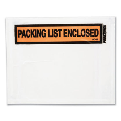 Packing List Envelopes, Top-print Front: Packing List/invoice Enclosed, 4.5 X 5.5, Clear/orange, 500/box