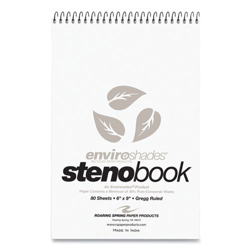 Enviroshades Steno Notepad, Gregg Rule, White Cover, 80 Gray 6 X 9 Sheets, 4/pack