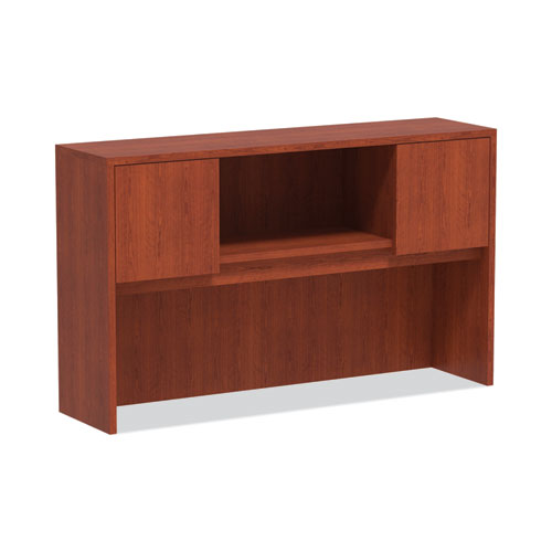 Alera Valencia Series Hutch With Doors, 4 Compartments, 58.88w X 15d X 35.38h, Medium Cherry