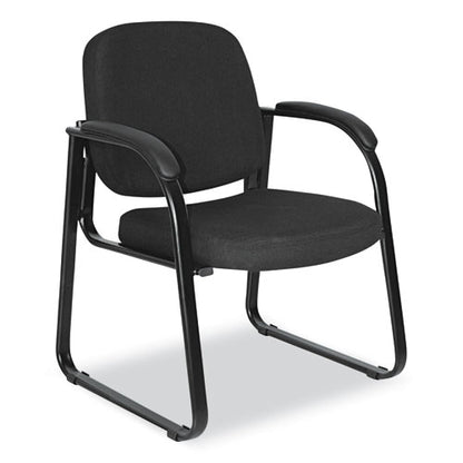 Alera Genaro Series Fabric Half-back Sled Base Guest Chair, 25" X 24.80" X 33.66", Black Seat, Black Back, Black Base