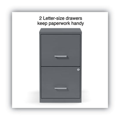 Soho Vertical File Cabinet, 2 Drawers: File/file, Letter, Charcoal, 14" X 18" X 24.1"