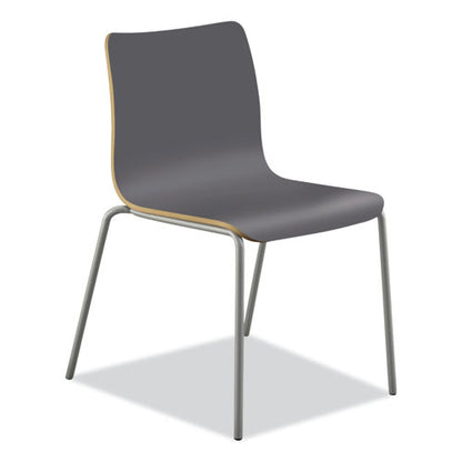 Ruck Laminate Chair, Supports Up To 300 Lb, 18" Seat Height, Charcoal Seat/back, Silver Base