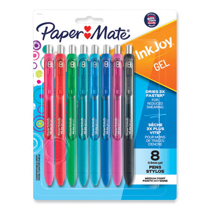 Inkjoy Gel Pen, Retractable, Fine 0.5 Mm, Assorted Ink And Barrel Colors, 8/pack