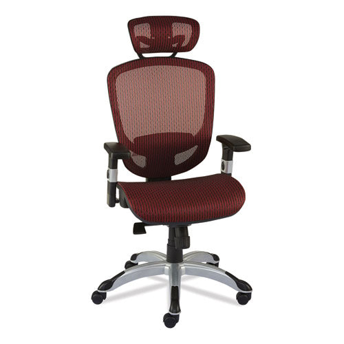 Flexfit Hyken Mesh Task Chair, Supports Up To 275 Lb, 17.24" To 20.98" Seat Height, Maroon Seat/back, Silver/black Base