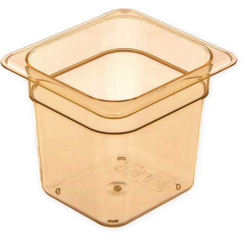 Storplus High Heat Food Pan, 2.5 Qt, 6.38 X 6.75 X 6, Amber, Plastic