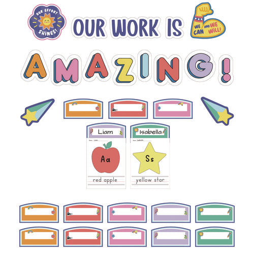 Work Display Bulletin Board Sets, We Stick Together Our Work Is Amazing, 45 Pieces