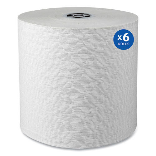 Hard Roll Paper Towels With Premium Absorbency Pockets With Colored Core, Gray Core, 1-ply, 7.5" X 700 Ft, White, 6 Rolls/ct