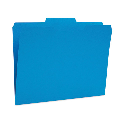 Reinforced Top Tab File Folders, 1/3-cut Tabs: Assorted, Letter Size, 10.5-pt Stock, Blue, 24/pack