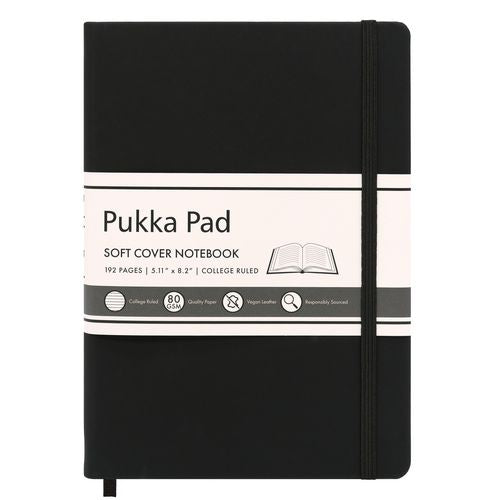 Soft Cover Notebook, College Rule, Black Cover, (96) 8.2 X 5.11 Sheets