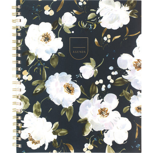 Leah Bisch Weekly/monthly Floral Planner, Floral Artwork, 11" X 9.25", Blue/white/gold Cover, 12-month (jan To Dec): 2025