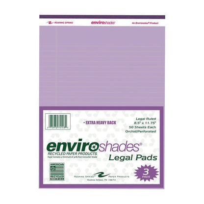 Enviroshades Legal Notepads, 50 Orchid 8.5 X 11 Sheets, 3/pack