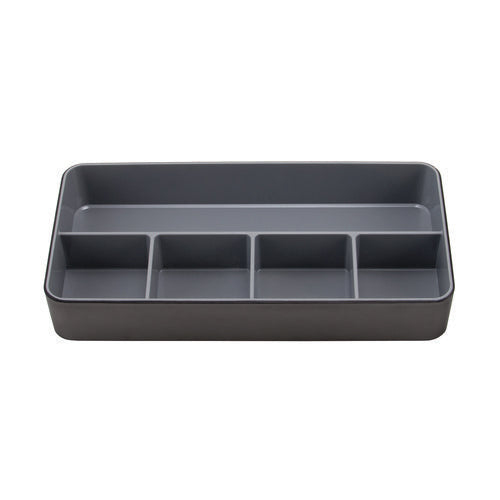 Fusion Five-compartment Plastic Accessory Holder, Plastic, 12.25 X 6 X 2, Black/gray