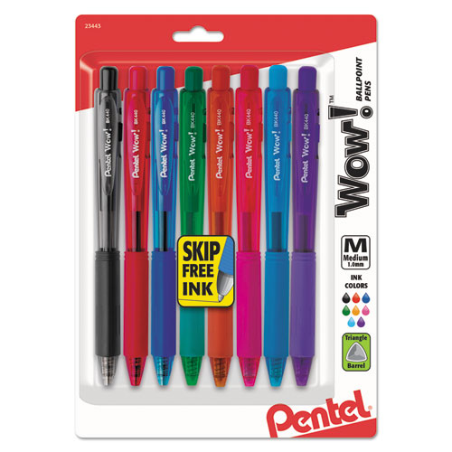 Wow! Ballpoint Pen, Retractable, Medium 1 Mm, Assorted Ink And Barrel Colors, 8/pack