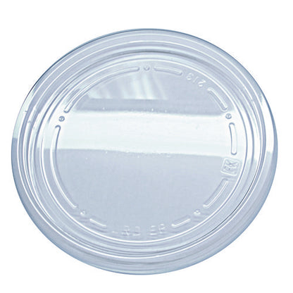 Recycleware Round Deli Container Lids, Flat Plug Fit, Clear, Plastic, 500/carton