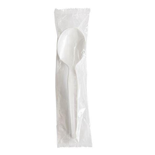 Heavyweight Wrapped Polystyrene Cutlery, Teaspoon, White, 1,000/carton