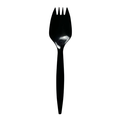 Mediumweight Polypropylene Cutlery, Spork, Black, 1,000/carton