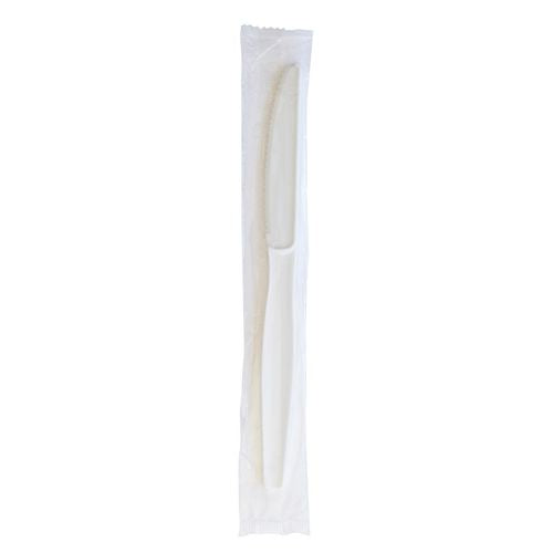 Heavyweight Wrapped Polystyrene Cutlery, Knife, White, 1,000/carton