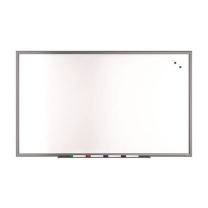 Magnetic Porcelain Dry Erase Board, 60" X 36", White Surface, Gray/natural Aluminum Frame