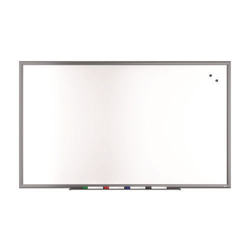 Magnetic Porcelain Dry Erase Board, 60" X 36", White Surface, Gray/natural Aluminum Frame