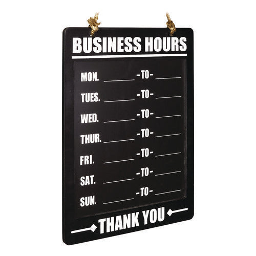 Business Hours Indoor/outdoor Hanging Chalkboard, 10 X 0.38 X 20.75, Black/white