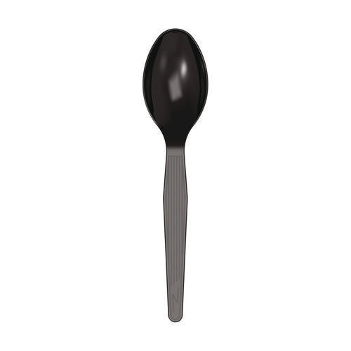 Mediumweight Polystyrene Wrapped Cutlery, Teaspoon, Black, 1,000/carton