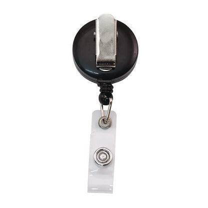 Clip-on Badge Reel, Extends 30", Black, 12/pack