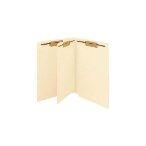 Reinforced End Tab File Folder, 0.75" Expansion, 1 Divider, 4 Fasteners, Letter Size, Manila Exterior, 200/box