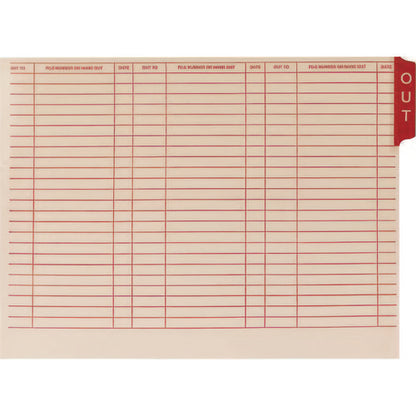 End Tab Out Cards, 12.25 X 9.5, Manila/red, 100/box