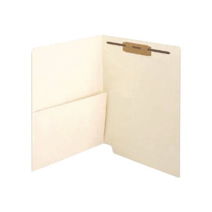 Reinforced End Tab File Folder, With Top Fastener And Pocket, Letter Size, Manila, 50/box