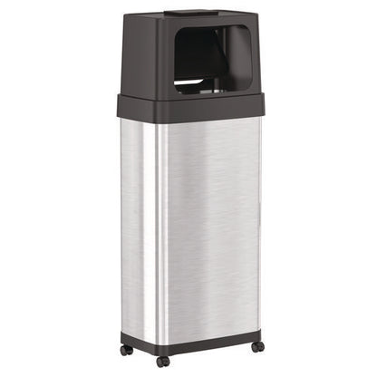 Dual Push Door Trash Can, 24 Gal, Stainless Steel, Silver/black