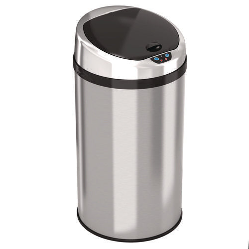 Sensor Trash Can, 8 Gal, Plastic/stainless Steel, Silver