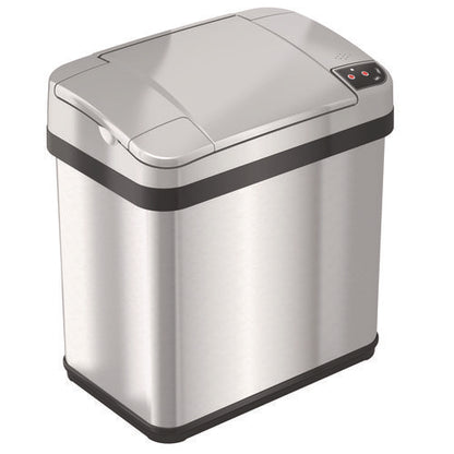 Rectangular Sensor Trash Can, 2.5 Gal, Plastic, Silver