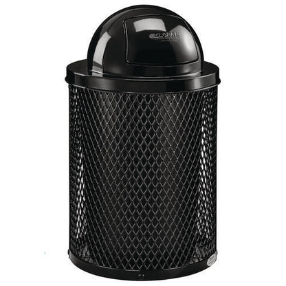 Outdoor Diamond Industrial Steel Trash Can, 36 Gal, Black