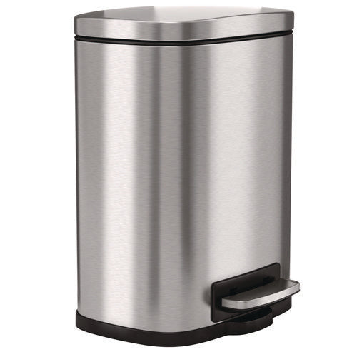 Fire-resistant Step Pedal Trash Can, 1.3 Gal, Plastic/stainless Steel, Silver