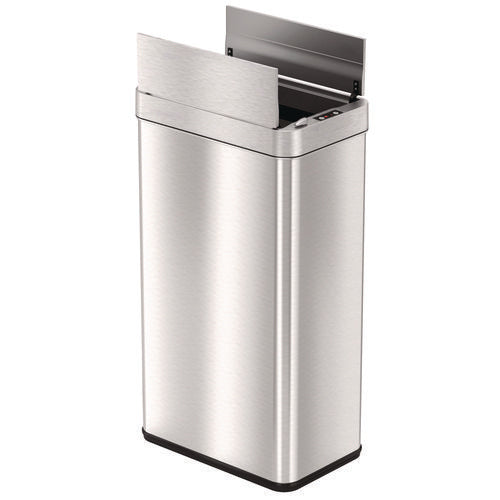 Wings Lid Sensor Trash Can, 18 Gal, Plastic/stainless Steel, Silver