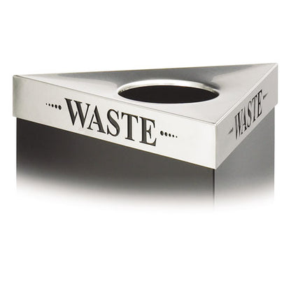 Trifecta Waste Receptacle Lid, Laser Cut "waste" Inscription, 20w X 20d X 3h, Stainless Steel