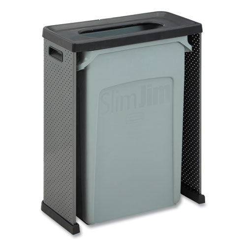 Elevate Decorative Refuse Container, Landfill, 23 Gal, Plastic/metal, Pearl Dark Gray