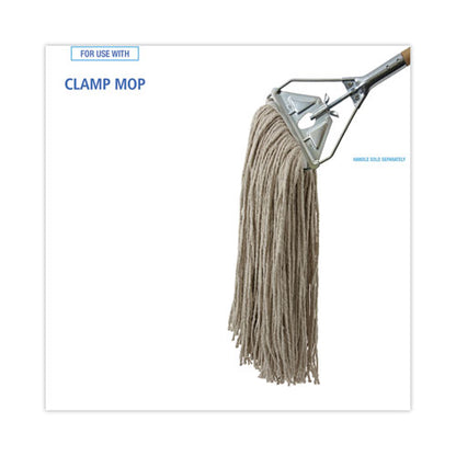 Mop Head, Economical Lie-flat Head, Cotton Fiber, 32oz, White, 12/carton